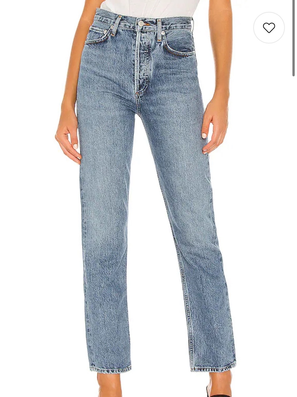 Agolde 90s Pinch Waist Straight-Leg Jeans in Washed Blue Denim